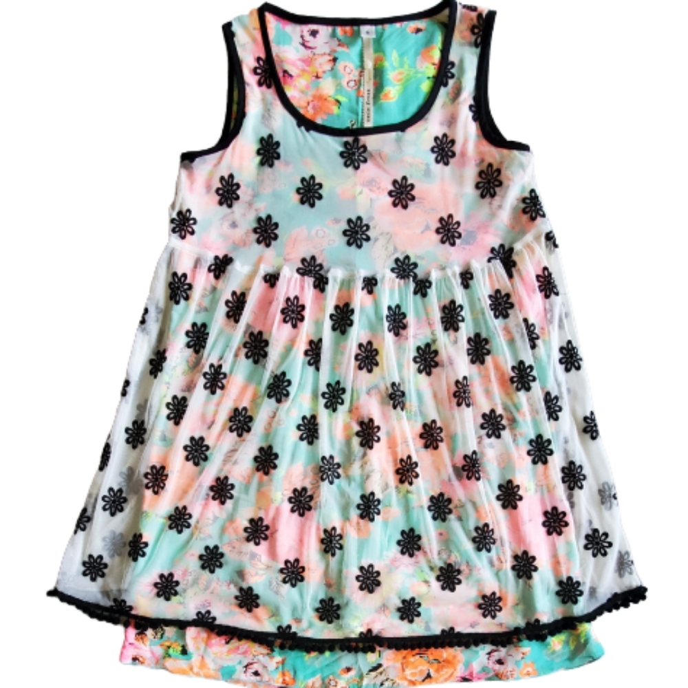 Uncle frank Mini Dress Floral Embroidered Mesh.‎